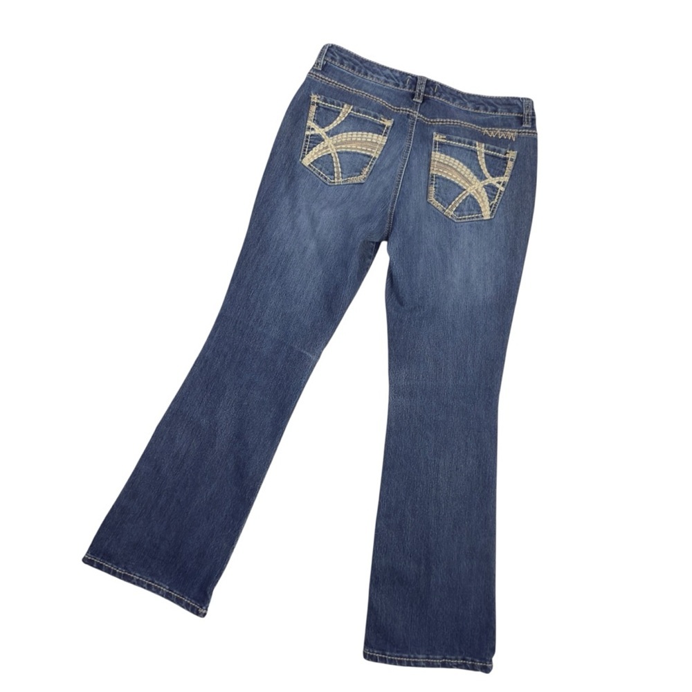 Nine West Vintage America Collection Bootcut Med Wash Gold Stitch Jeans SZ 29 - Picture 3 of 14